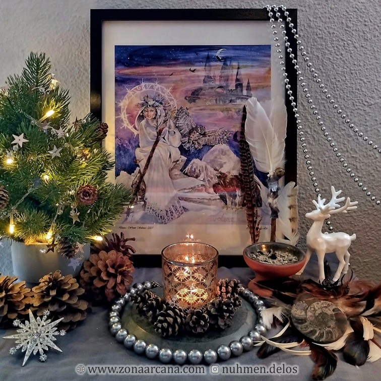 El altar de Danu, la Diosa del Aire de Yule