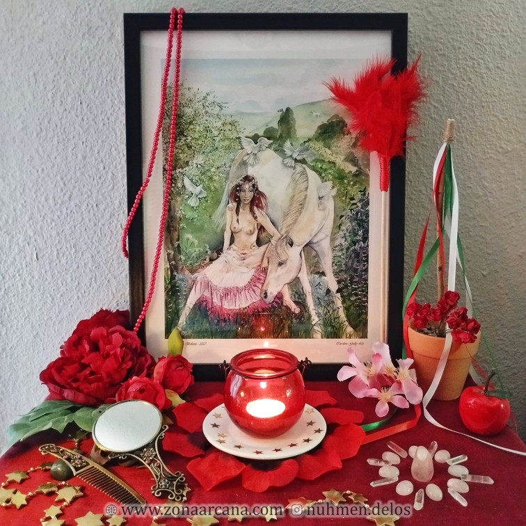 El altar de Rhiannon, la Diosa Amante de Beltane
